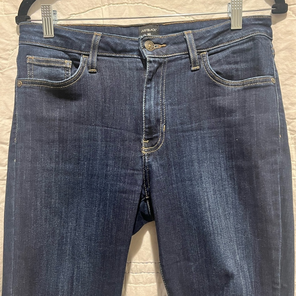 Just Black Jeans Denim Womens Size 30 Cropped Skinny Frayed Hem Blue Stretch - Picture 4 of 10